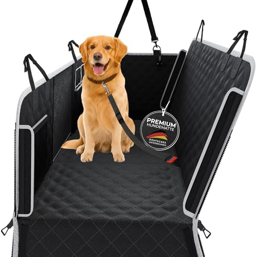 PawJoy Hundedecke Auto Rückbank + harten Boden - wasserdicht, rutschfest - Autoschondecke Hund- Seitenschutz & Sicherheitsgurt- Universalgrösse 136x61 cm -Rücksitz Hundedecke-Hunde Autositz Rückbank