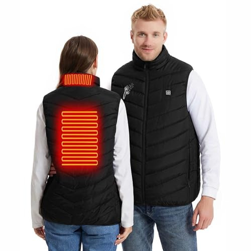 luoluoluo Electric Heated Vest for Men Women UK Clearance Heating Gilet 3 Adjustable Temperature Heated Waistcoat 2 Heat Zones Heated Body Warmer Unisex Warming Heating Clothes for Work Hiking Skiing