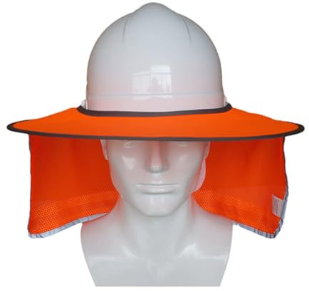 Sonnenschutzhelm, BAU- und Landschaftsbau-Schutzhelm mit Krempe, Sonnenschutzvorhang für Arbeiter Im Freien (ORANGE)