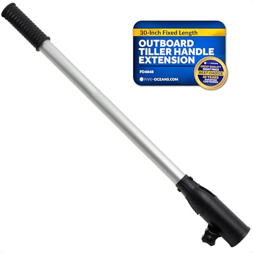 Five Oceans Tiller Handle Extension for Outboard Motors, 30-Inch Fixed Length, Aluminum Tubing, Plastic Black Handle & Ergonomic Grip - FO4848