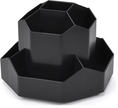 FRETONBA 360° roterande pennhållare, 9 fack, pennkruka för skrivbord, söta kontorsmaterial, organisatör, skrivbordsmugghållare för kontor, skola, hem, konsttillbehör (svart)