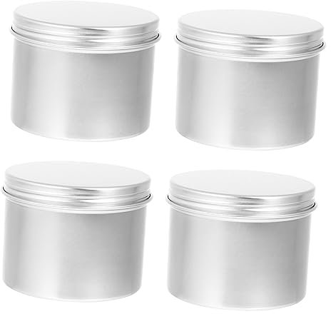 Cabilock 4 Barattoli in Alluminio Per La Conservazione Contenitori in Alluminio Per Candele Da 120 Ml Scatole Riutilizzabili E Rotonde