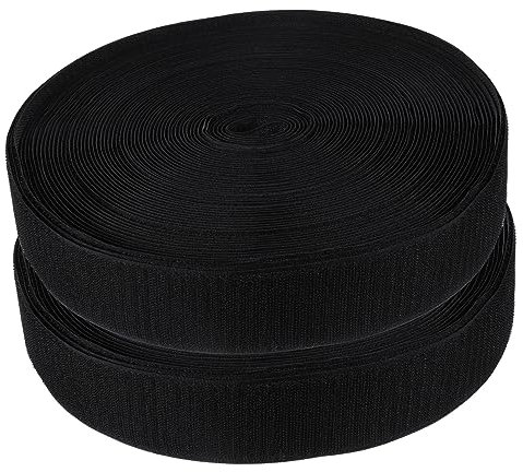 STOBOK Cinta De Tela De Gancho y Bucle Para Coser, Cinta Adhesiva De Nylon Negra y Blanca, 5 Cm x 25 M, Versátil Para Ropa y Bolsos, Uso Manualidades y Costura