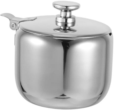 PRETYZOOM Tarro De Condimentos Multiusos De Acero Inoxidable Con Tapa Hermética y Cuchara Azucarero Para Almacenamiento De Especias Cocina Doméstica y Profesional