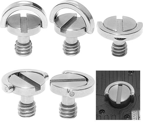 Vite da 1/4 Pollici Attacco Cavalletto 5 Pezzi,Vite D-Ring,Treppiede Montaggio Fotocamera in Acciaio inox per Fotocamera Treppiede Monopiede