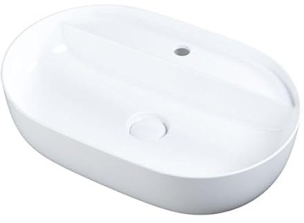 Barbottina Lavabo da appoggio in ceramica bianca con foro modello DRV 60 cm
