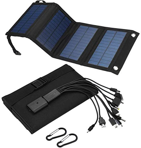 Power Bank Pannello Solare Caricabatterie 10W Pannello Solare Pieghevole Celle Solari Moduli Fotovoltaici Monocristallini Caricabatterie Solari Portatili per iPhone, Samsung, Android, s, Sma
