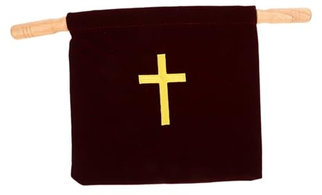 MAGICLULU Handmade Religious Offering Bag Cross Embroidered Ideal for Easter School Supplies