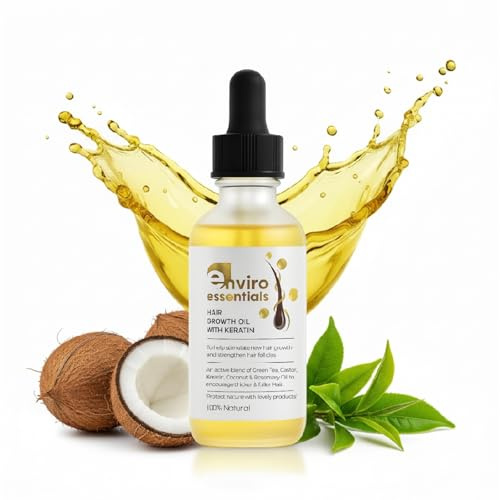 Rosemary Oil for Hair Growth with Keratin, Biotin & Castor Oil, Rosemary Oil for Thinning & Weak Hair, Rosemary Hair Oil, Castor Oil for Eyebrows, Hair Oils for Hair Growth, 60ml