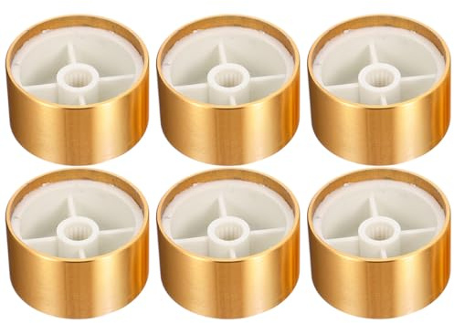 Goldene Aluminium Potiknöpfe für Gitarre und Bass, 6 Stück | Verstärker und Lautsprecher, Leicht zu Montieren, Kompakt Aufzubewahren