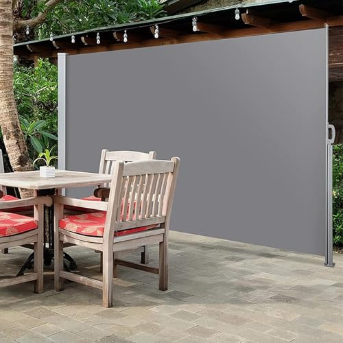Einziehbare Seitenmarkise, Sonnenschutz-Sichtschutz, UV-beständig, wasserdicht, Faltbarer Sichtschutz for Garten, Balkon, Innenhof, Büros(5,63x157in/160x400cm)
