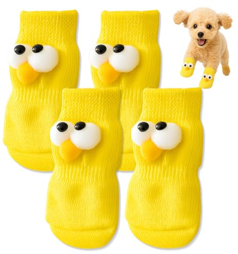 RVYEIOP 4 Paar Hunde Schuhe, süße große Augen, hundesocken Outdoor, Schutz für Hundepfoten.