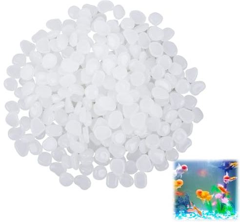300 Pezzi Pietre Luminose da Giardino, Sassi Decorativi Luminosi per Esterni e Interni, Sassi Luminosi da Giardino, Pietre Luminose Brillano al Buio, Sicure e Eco-Friendly (Bianco)