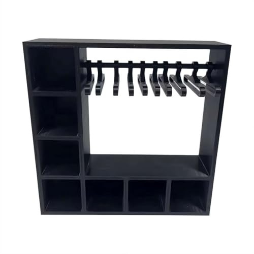 Kleiderschrank für Puppen mit 10 Kleiderbügeln – Plastik-Garderobe für 15/17 cm Puppen, Aufbewahrungsbox für Puppenkleidung, Miniatur-Zubehör (Schwarz)
