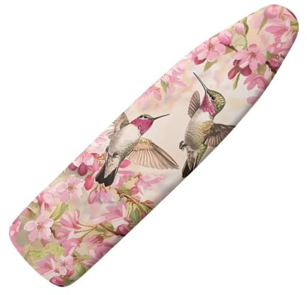 Coloranimal Hummingbird Cherry Blossoms Ironing Board Covers Large Ironing Board Cover with Elastic Edge Heat Resistant Iron Table Protective Iron for Women Ladies