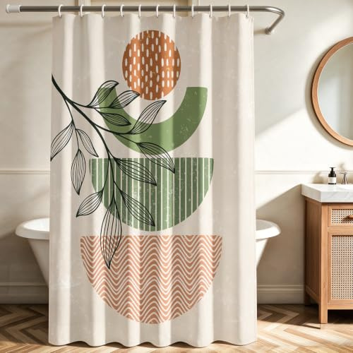 Lerores Duschvorhang 180x200 cm Heilende Geometrie, Beschwerter Saum Antischimme, Wasserabweisend, Waschbar Polyester Badevorhänge mit 12 Ösen und Duschvorhangringen für Badezimmer, Badewanne