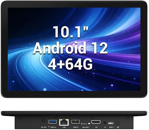 HIGOLE PC Computadora con pantalla táctil todo en uno sin ventilador RK3399, panel industrial PC de 10.1 pulgadas resistente Android 12, 4 GB de RAM, 64 GB ROM, 1280 x 800 IPS