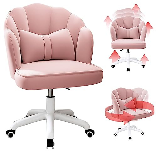 Elegant snurrstol med blombladsdesign för hemmakontor och sovrum, ergonomisk kontorsstol med 360° rotation