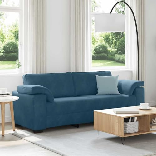 Keeushr 3-Sitzer-Sofa Blau 220x77x82 cm Samt Polstergarnitur mit Polsterstoff für Wohnzimmer und Arbeitszimmer
