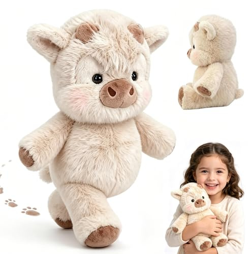 COLEESON 45cm Peluche Qui Court, Doudou Vache Qui Court Kawaii | Running Plush Animal Doux avec Pattes Mobiles, Peluche Vache pour Enfants Adultes, Cadeau Anniversaire Noël