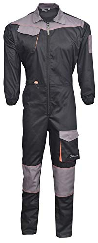 NORMAN Black/Grey Men's Work Wear Overalls Boiler Suit Coveralls Mechanics Boilersuit
