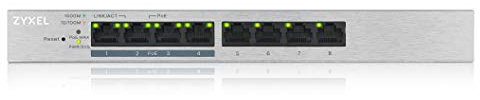 Zyxel 8-Port Gigabit Web / Smart Managed PoE+ Switch mit einem Budget von 60 Watt, Lifetime Garantie [GS1200-8HPv2]