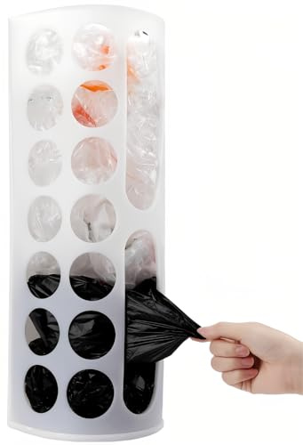 Lunies Plastic Bag Holder for Grocery Bags，Large Capacity Plastic Bag Dispenser, Multiple Grocery Bag Storage Organizer, Wall Mount Kitchen Trash Bag Holder(White,1 Pack)