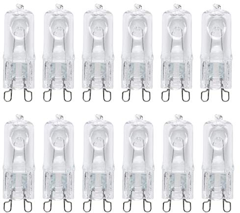 FanciBuy G9 25W Halogen Bulb, 12 Pack Clear Capsule Bulbs Warm White 2700K 360 Lumen 230V Up to 3000 Hours Life