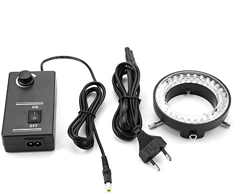 Lumière d'anneau du microscope LED, lampe de bague réglable de lumière de source lumineuse de lumière d'appareil-photo 56LED de microscope 3.5W 100-240V(EU) 【Cadeau de Noël, cadeau du Nouvel An】