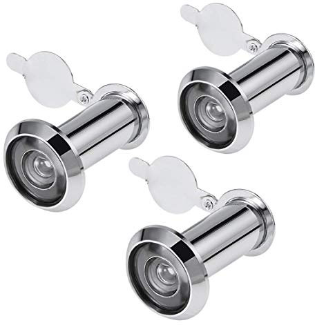 Türspion Türspion Türspion aus massivem Messing 220 Grad mit Deckel für dicke Türen von 1-1/2 bis 2-1/4 Zoll, poliert, 3 Stück