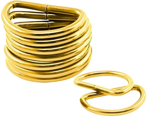 WedDecor 25mm Gold Non Welded Metal D Ring Fasteners Buckle for Adjustable Fastening Webbing Strap, Arts and Crafts, Pet Collars, Repairing Bags, Straps, 10pcs