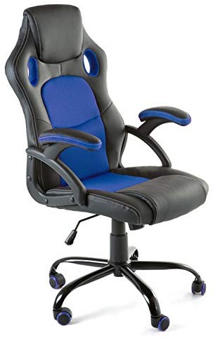 Home Heavenly®- Silla X-Gamer, de Oficina, sillón Gaming ergonómico, diseño de Oficina y despacho, Escritorio, con Ruedas (Azul)