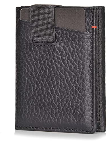 DONBOLSO Wallet 2 BusinessLine I Slim Wallet I 9 Kartenfächern I bis 13 Karten I RFID Schutz I echtes Leder I Mini Geldbörse in Nappa genarbt Schwarz