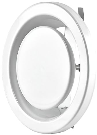 Steinberg14 vit Ø 125 mm frånluft tallriksventil Anemostat stål runda ventilationsventiler med klämfjädrar