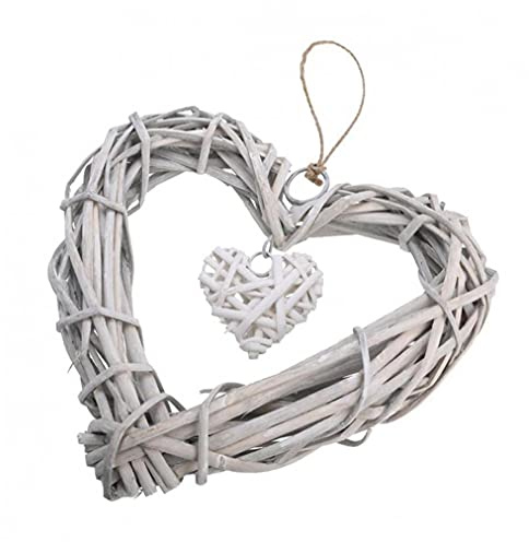 Ruluti Couronne de Coeur en Osier Chic Suspendue Couronne Artificielle pour la Porte de la Porte de la Maison Décoration de fête de Mariage