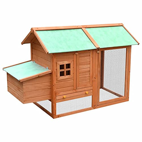YITHOPI Hühnerstall mit Auslauf, Hühnerhaus Klein, Hühnervoliere Holz, Geflügelstall, 170x81x110 cm Kiefernholz & Tannenholz