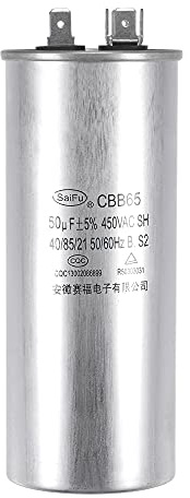 sourcing map MotorKondensator CBB65 50uF 50mfd 450V AC Aluminiumgehäuse | 40/85/21, Mit Anschluss, Für Klimaanlage Kompressor Wärmepumpe