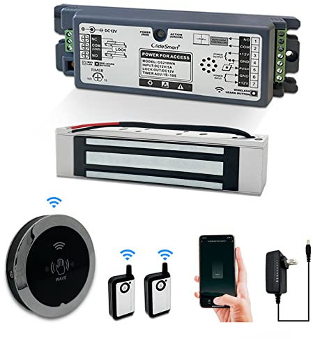Olide Control de acceso WiFi de 2.4 GHz, 172.4 kg, sistema de bloqueo magnético eléctrico de puerta con sensor sin contacto, onda para abrir o control remoto o control de voz