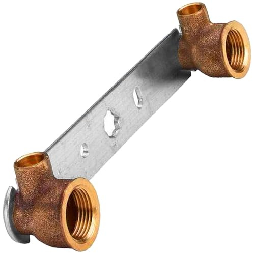 MegaHaustechnik 2 Wandwinkel-Montageeinheit 15 x 1/2“IG Anschlüsse aus Messing für Rohr-Außendurchmesser 15mm zum Löten, mit 1/2 Zoll Innengewinde, Trinkwasser geeignet, Nr.4976