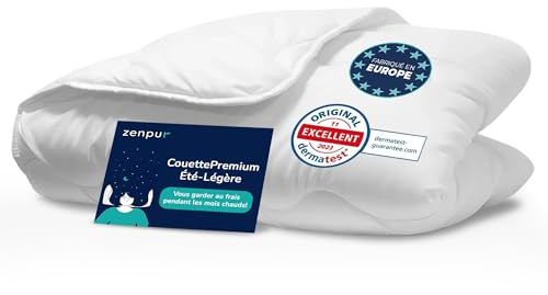 ZenPur, Couette Premium 200x200 Hypoallergénique, Été Légère, Rafraîchissante, Ultra Douce et Respirante, 2 Personnes, Lavable en Machine à 45°C 3456 Blanc