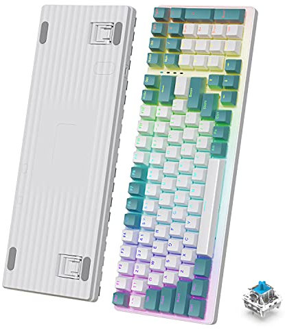 K3 Teclado Mecánico Gaming con LED Iluminación Mini ultra-compacto 98 Teclas Cableado Tipo C USB Pro Kontrol Freek NKRO Resistente al agua óptico Interruptor azul para PC Gaming Typist QWERTY