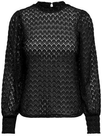 JdY Jdyavery L/S Lace Top JRS Noos - Blusa de Manga Larga para Mujer, Negro, XL