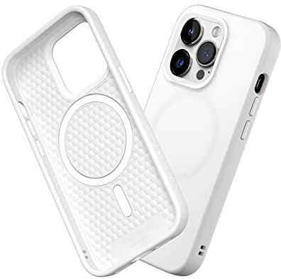 RhinoShield Case kompatibel mit [iPhone 14 Pro] | SolidSuit - MagSafe-kompatibel -Stoßdämpfende & schlanke Schutzhülle mit Premium Finish - 3.5 Meter Fallschutz - Klassik Weiß | Stark magnetisch, Fallschutz in Militärqualität, klassisches Design, kabelloses Laden, schlankes Profil