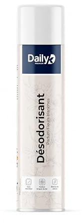 DAILY K Désodorisant Maison Aérosol 750 ml Fleurs Blanches - Spray Anti Odeur pour WC, Salle de Bain & Intérieur - Désodorisant Sans Retombées pour Tous Espaces - Parfum Longue Durée - Made in France