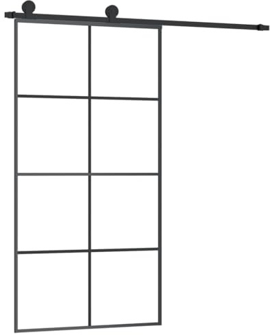 vidaXL Porta Scorrevole con Ferramenta 102,5x205cm Vetro ESG Alluminio