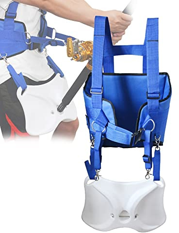 DYK&NX Cintura da Combattimento, Supporto per Canna in Vita, Materiale di Alta qualità, Misura Regolabile per Pesca Selvaggia (Grey : Blue And White)