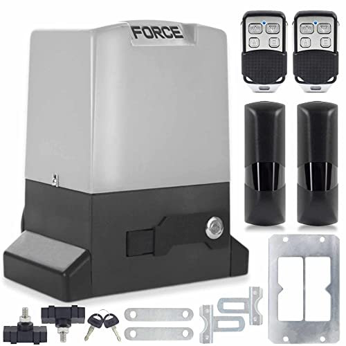 FORCE 2000 Sliding Gate Drive Automatic Gate Opener for Max. 2000 kg, Sliding Gate with 2 Remote Controls, rotary photocells