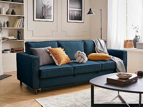Lisa Design Jake - 3-Sitzer Sofa – mit Schlaffunktion – aus Cord Schieferblau