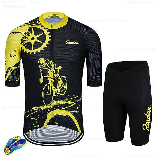 PRIOKNIKO Fahrradtrikot Set Herren Fahrradbekleidung Mtb Fahrrad Sommer Rennrad Triathlon Fahrradbekleidungsset,Radsport-Set-2,Xs