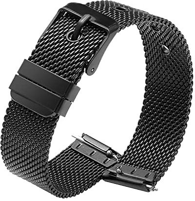 SMYAOSI rostfritt stål nät klockarmband för män och kvinnor, mesh klockarmband med snabbkoppling för 10 mm 12 mm 14 mm 16 mm 18 mm 20 mm 22 mm smartklocka, 10mm, Rostfritt stål, Ingen ädelsten